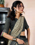 Vasthrlay Womens Printed Unstitched Dark Green Saree