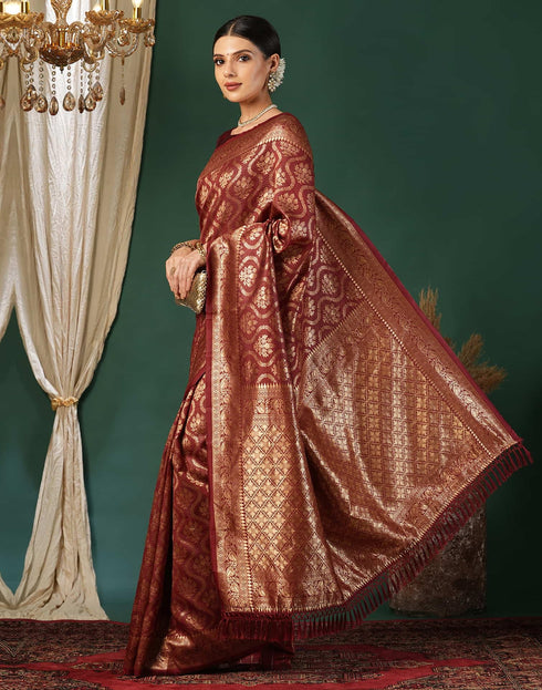 Vasthrlay Maroon Traditional Unstitched Saree