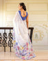 Vasthrlay Womens Printed Unstitched White Saree