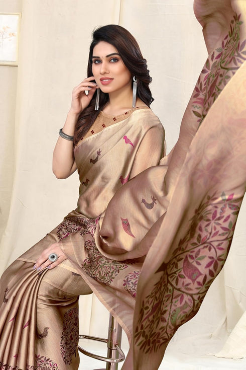Vasthrlay Fashion Chiffon Printed Dusty Ethnic Wear