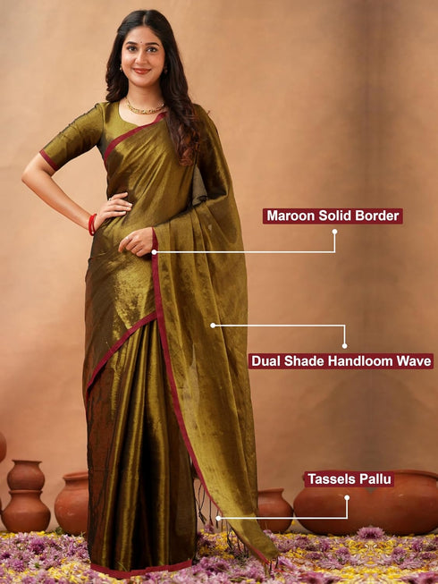 Vasthrlay Handloom Unstitched Brown Ethnic Wear