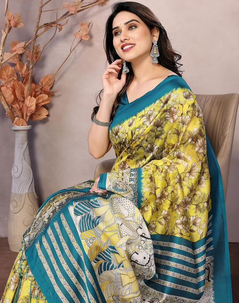 Vasthrlay Kalamkari Unstitched Material Az Ys Subila Ethnic Wear