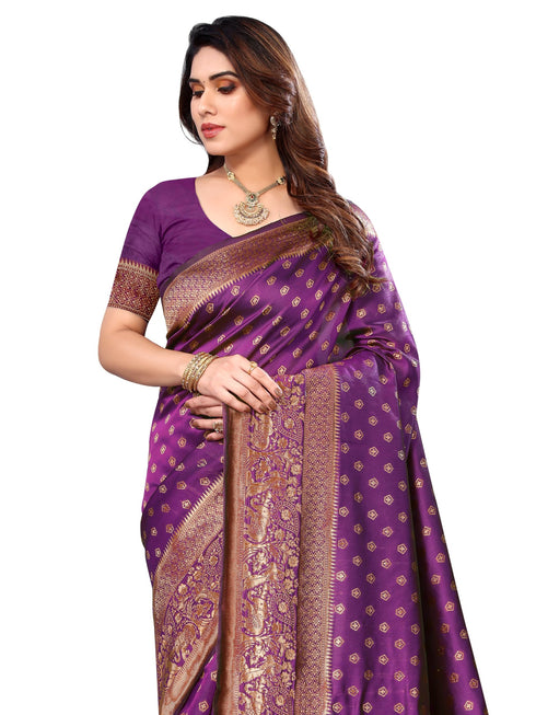 Vasthrlay Pink Kanjivaram Unstitched Saree