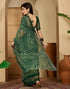 Vasthrlay Georgette Embroidery Green Saree With Unstitched Blouse Piece