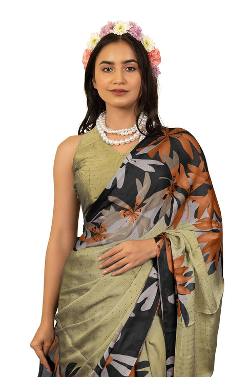Vasthrlay Fashion Chiffon Rhinstone Embellished Ethnic Wear