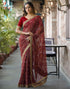 Vasthrlay Bandhani Embroidery Unstitched Dusty Pink Saree