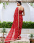 Vasthrlay Bandhani Embroidery Unstitched Red Saree