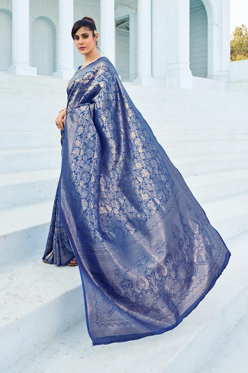 Vasthrlay Women's Kanjivaram Designer Unstitched Saree