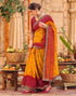 Vasthrlay Georgette Embroidery Yellow Saree With Unstitched Blouse Piece