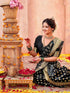 Vasthrlay Weaving Paithani Unstitched Teal Saree