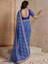 Vasthrlay Georgette Embroidery Blue Saree With Unstitched Blouse Piece