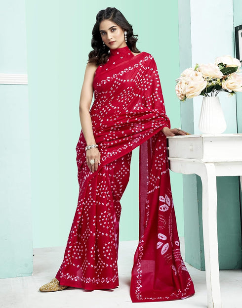 Vasthrlay Womens Printed Unstitched Wine Saree
