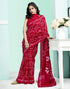 Vasthrlay Womens Printed Unstitched Wine Saree