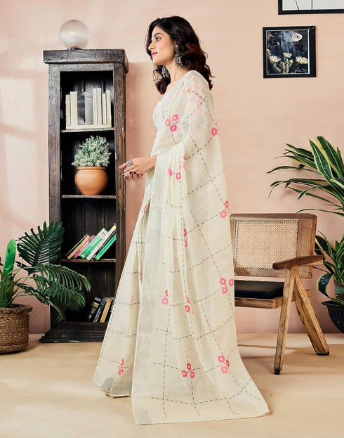 Vasthrlay Womens Printed Unstitched Olive Green Saree