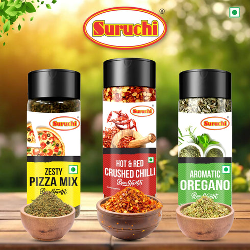 Suruchi Seasoning Herbs Combo Pack of 3 Zesty Pizza