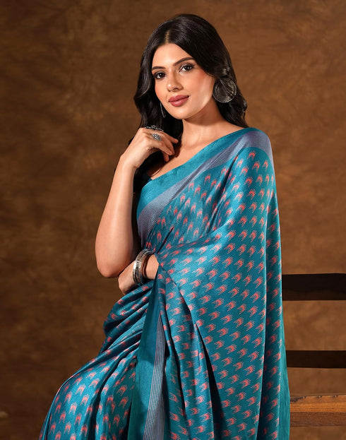 Vasthrlay Womens Printed Unstitched Brown Saree