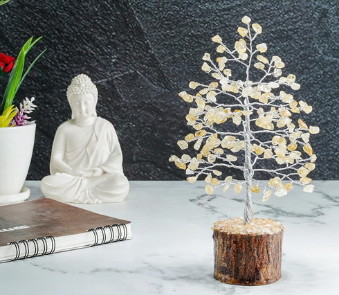 Pushkar Yellow Aventurine Gemstone Tree 300 Bead 10 Inch