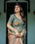 Vasthrlay Handloom Turquoise Traditional Saree