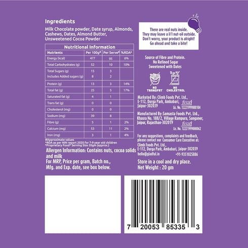 Gladful Cocoa & Cashews Date Nut Square