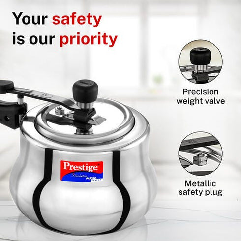 Prestige 3.5 Litre Stainless Steel Nakshatra Alpha Svachh Inner Lid Pressure Cooker 3.5 L