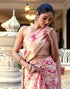 Vasthrlay Womens Printed Unstitched Beige Saree