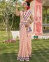 Vasthrlay Womens Printed Peach Saree With Unstitched Blouse Piece