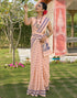 Vasthrlay Womens Printed Unstitched Peach Saree