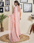Vasthrlay Printed Striped Unstitched Peach Saree