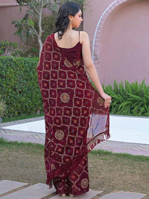 Vasthrlay Chiffon Printed Unstitched Teal Saree