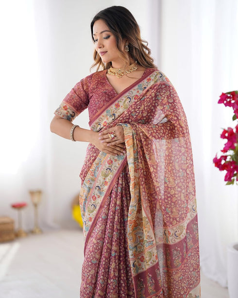 Vasthrlay Handloom Burgundy Traditional Saree