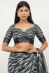 Vasthrlay Womens Grey Paisley Printed Linen Saree With Unstitched Blouse Piece