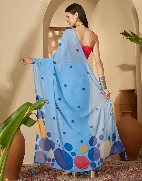 Vasthrlay Georgette Printed Unstitched Pink Saree