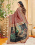 Vasthrlay Womens Weaving Maroon | Gold Saree With Unstitched Blouse Piece