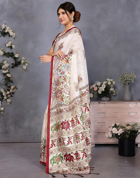 Vasthrlay Printed Unstitched Saree Az Ya Shaadi
