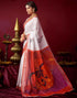 Vasthrlay Womens Printed Unstitched White Saree