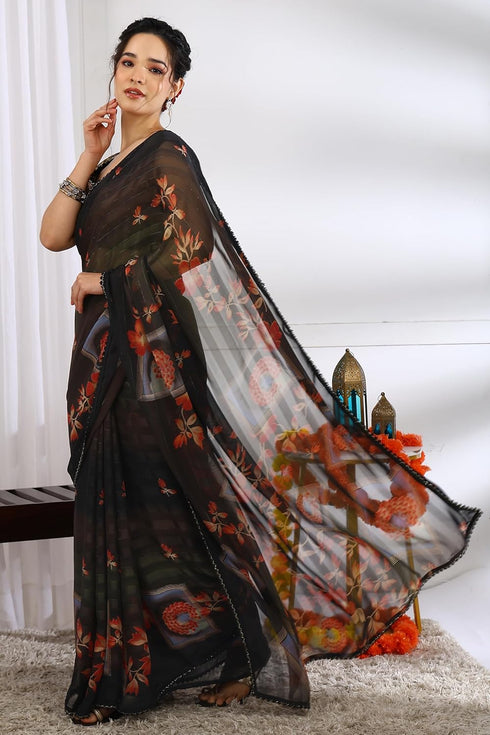 Vasthrlay Fashion Georgette Geometric Printed Ethnic Wear