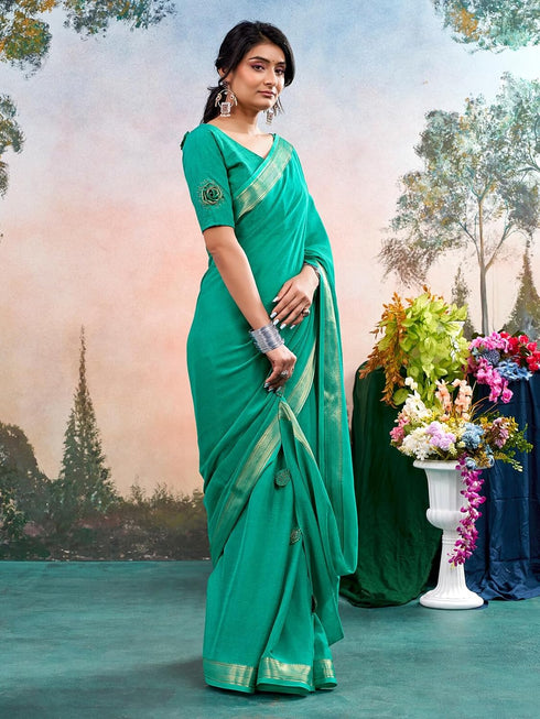 Vasthrlay Chiffon Jacquard Unstitched Black Saree