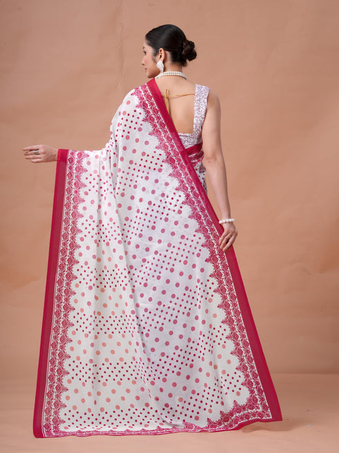 Vasthrlay Red Unstitched Saree