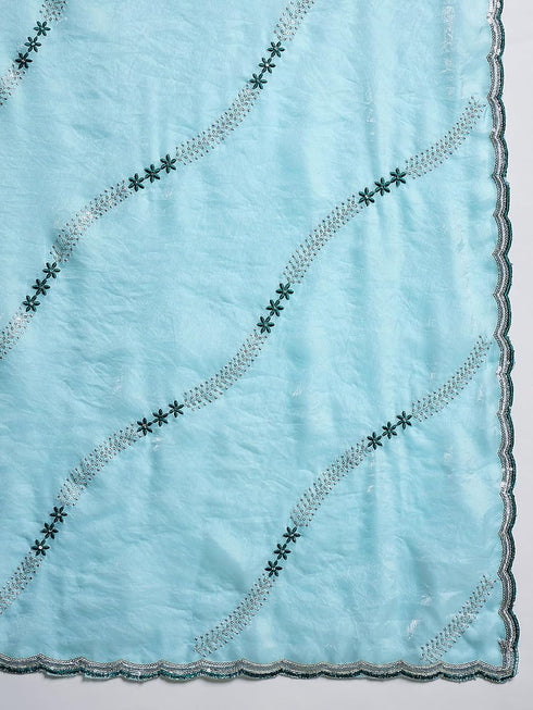 Vasthrlay Shimmer Embroidery Peach Saree
