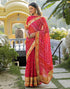 Vasthrlay Bandhani Embroidery Unstitched Pink Saree