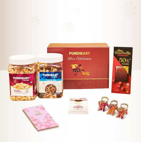 PUREHEART Christmas & New Year Celebration Gift Hamper | Premium Gift Box with Fruit & Nut Nutmix