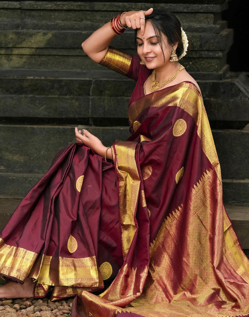 Vasthrlay Banarasi Jacquard Unstitched Beige Saree
