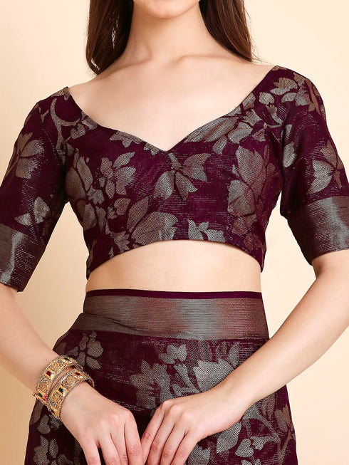 Vasthrlay Shimmer Running Purple Saree