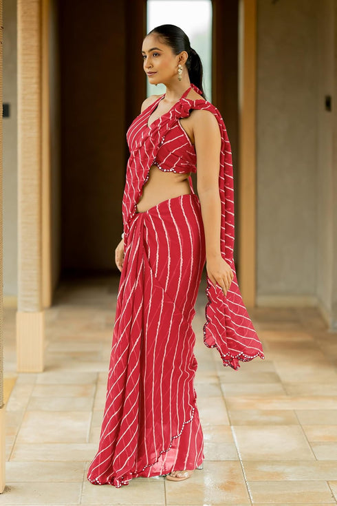 Vasthrlay Fashion Georgette Leheriya Printed Ethnic Wear