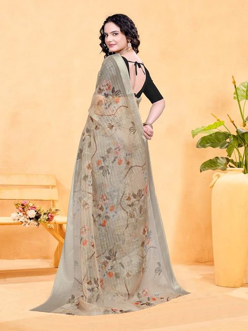 Vasthrlay Organza Printed Unstitched Rani Free Ethnic Wear