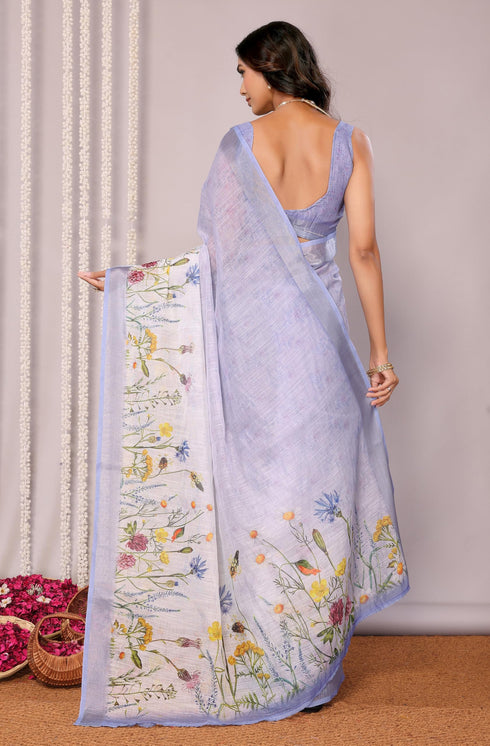 Vasthrlay Lavender Printed Saree