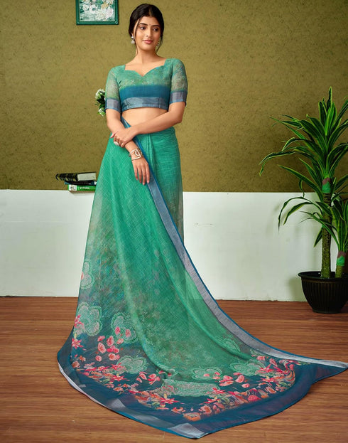 Vasthrlay Womens Cotton Printed Brown Saree