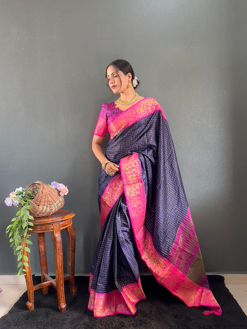Vasthrlay Kanjivaram Traditional Contrast Included