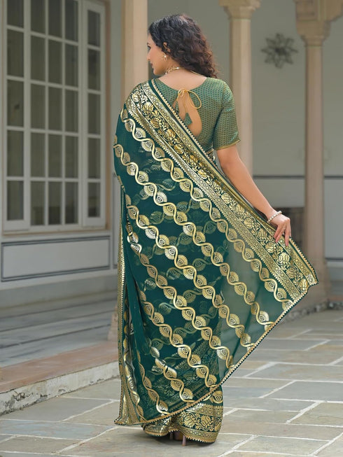 Vasthrlay Georgette Printed Unstitched Orange Saree
