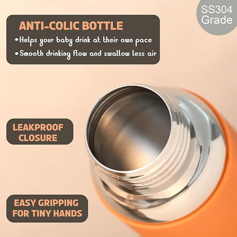 Cute landings Soft Cotton Baby Feeding Bottle Cover with Steel Feeding Bottle